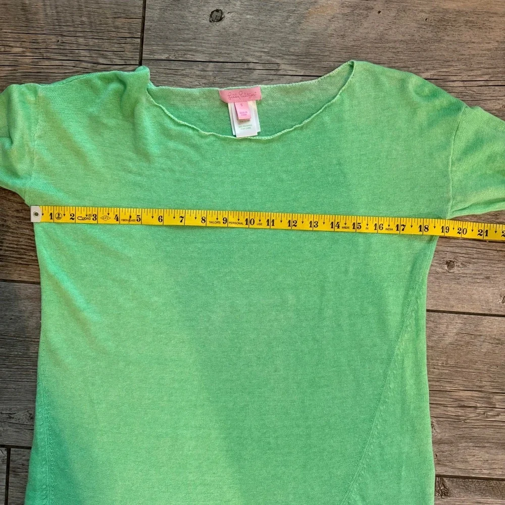 Lilly Pulitzer Womens Small Lime Green 100% Linen Lightweight Knit Sweater Top